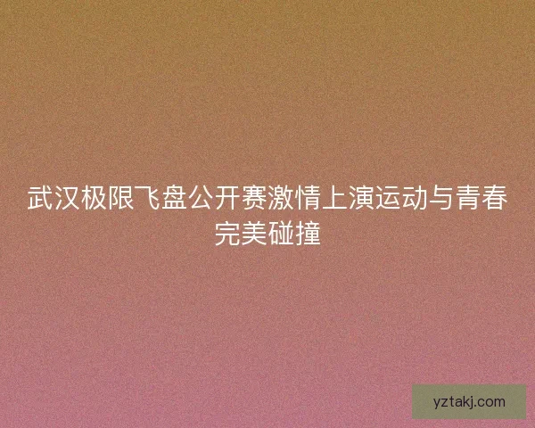 武汉极限飞盘公开赛激情上演运动与青春完美碰撞 武汉极限飞盘公开赛激情上演运动与青春完美碰撞