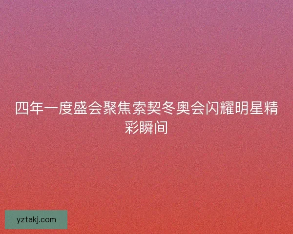四年一度盛会聚焦索契冬奥会闪耀明星精彩瞬间 四年一度盛会聚焦索契冬奥会闪耀明星精彩瞬间